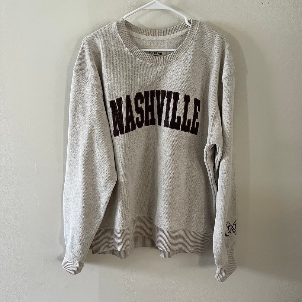 New York Popular Nashille Sweatshirt Womens XL Heather Cream Brown Collegiate